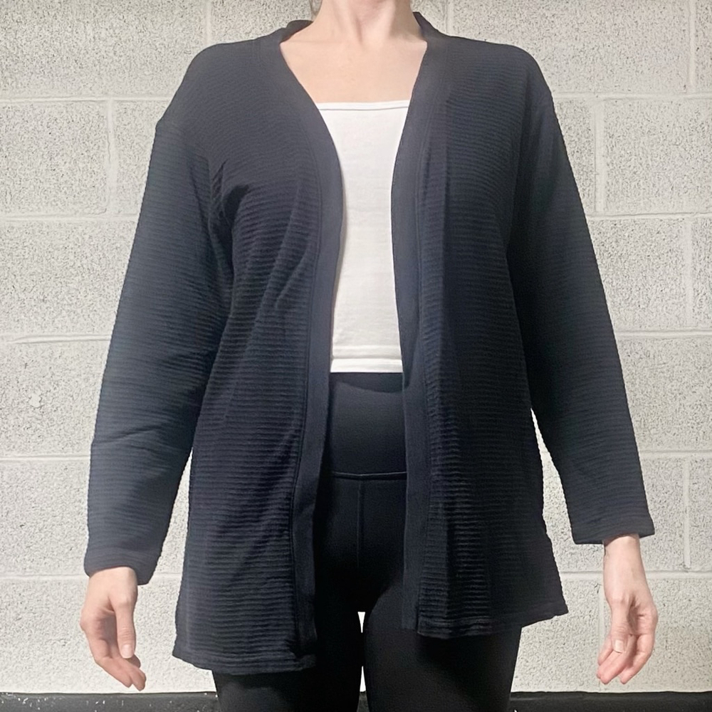 Vintage Northern Reflections Ribbed Open Front Cardigan with Pockets